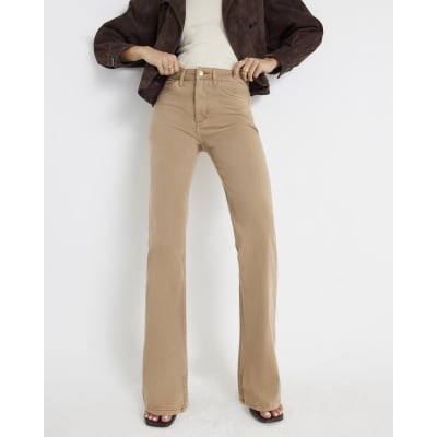 Brown Stretch Straight Leg Jeans