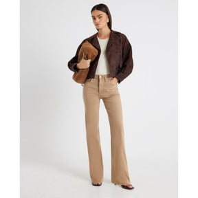 Brown Stretch Straight Leg Jeans