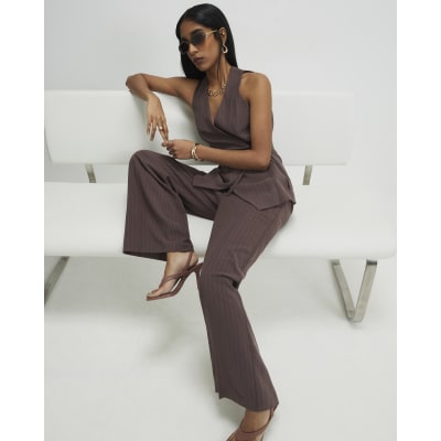 Brown Stripe Soft Tailored Trousers