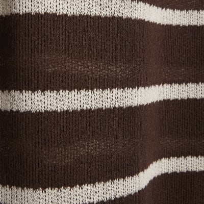 Brown Striped Textured Wide Leg Trousers