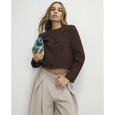 Brown Structured Boxy Trophy Jacket