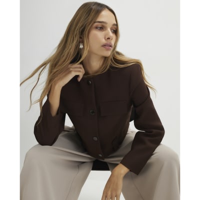Brown Structured Boxy Trophy Jacket