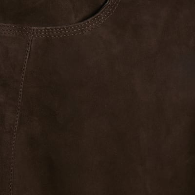 Brown Suede Barrel Leg Trousers