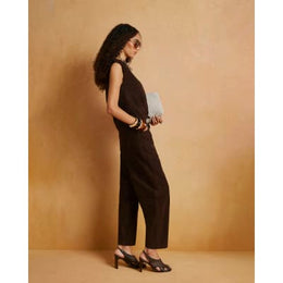 Brown Suede Barrel Leg Trousers