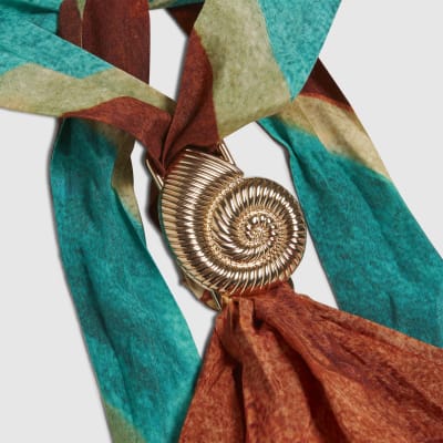 Brown Swirl Print Halter Neck Top