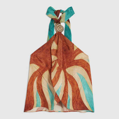 Brown Swirl Print Halter Neck Top