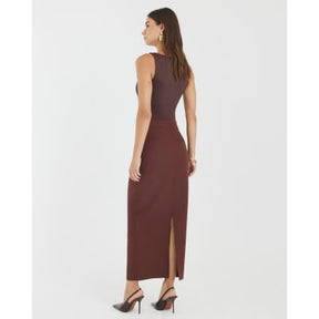 Brown Tailored Maxi Skirt