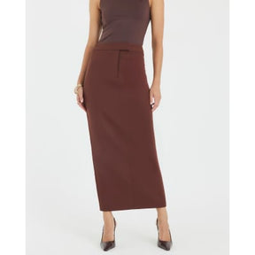 Brown Tailored Maxi Skirt