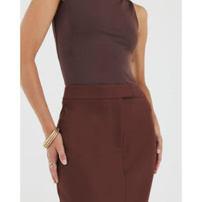 Brown Tailored Maxi Skirt