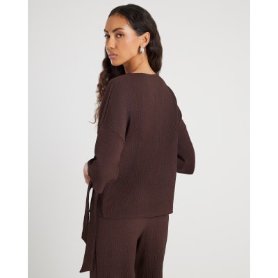 Brown Textured Tie T-shirt