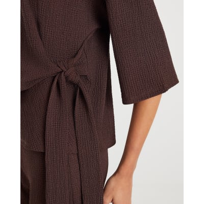 Brown Textured Tie T-shirt