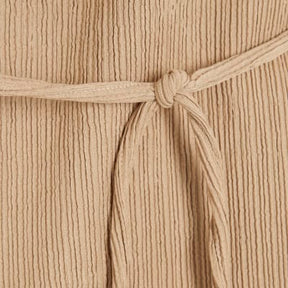 Brown Textured Tie Waist Top