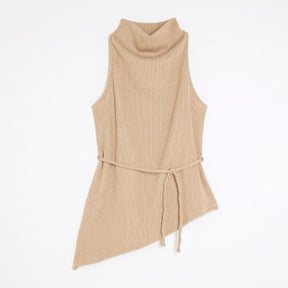 Brown Textured Tie Waist Top