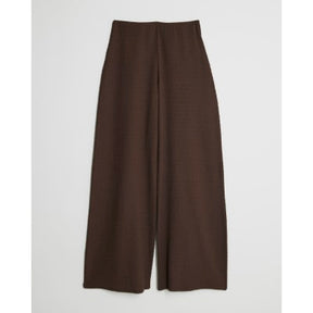 Brown Textured Wide Leg Trousers