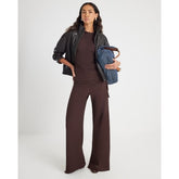 Brown Textured Wide leg Trousers
