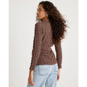 Brown Tie Side Textured Top