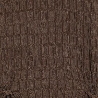 Brown Tie Side Textured Top