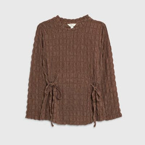 Brown Tie Side Textured Top