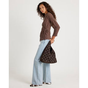 Brown Tie Side Textured Top