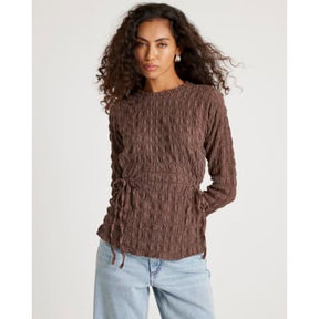 Brown Tie Side Textured Top