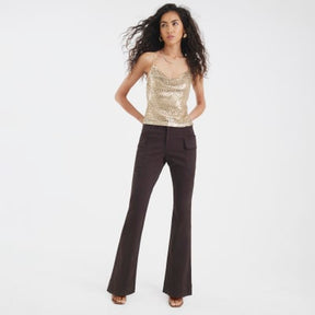 Brown Twill Cargo Bootcut Trousers