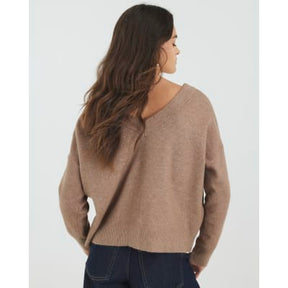 Brown V-Neck button Cardigan