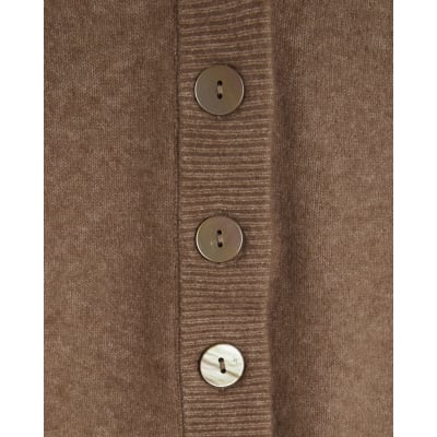 Brown V-Neck button Cardigan
