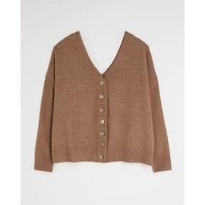 Brown V-Neck button Cardigan