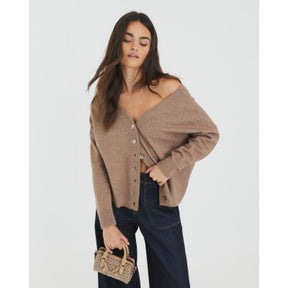 Brown V-Neck button Cardigan