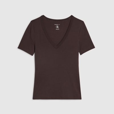 Brown V Neck T-Shirt