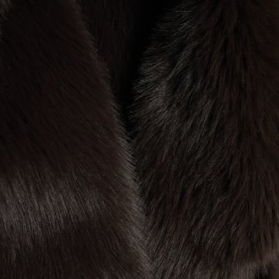 Brown Waterfall Faux Fur Coat