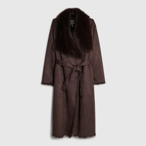 Brown Waterfall Faux Fur Coat