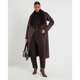 Brown Waterfall Faux Fur Coat