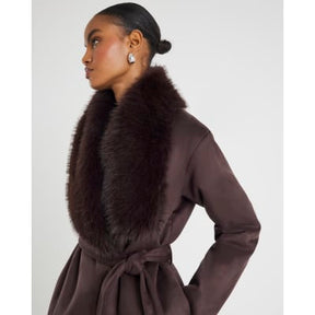 Brown Waterfall Faux Fur Coat