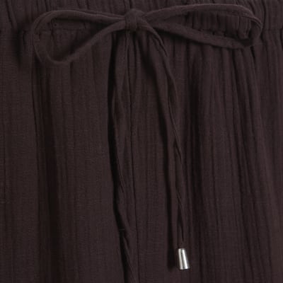 Brown Whipstitch Drawstring Trousers