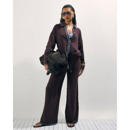 Brown Whipstitch Drawstring Trousers