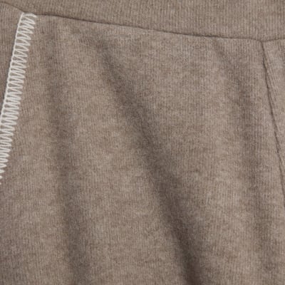 Brown Whipstitch Wide Leg Joggers