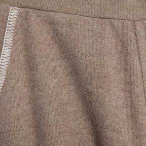 Brown Whipstitch Wide Leg Joggers