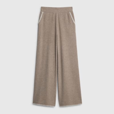 Brown Whipstitch Wide Leg Joggers