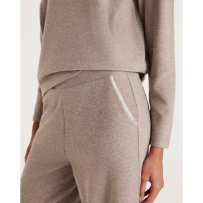 Brown Whipstitch Wide Leg Joggers