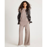 Brown Whipstitch Wide Leg Joggers