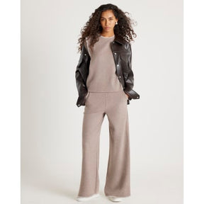 Brown Whipstitch Wide Leg Joggers