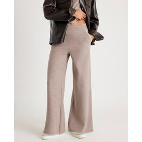 Brown Whipstitch Wide Leg Joggers