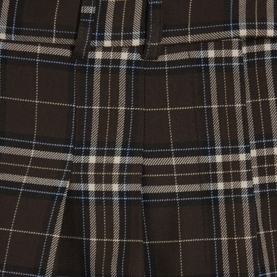 Brown Wide Leg Check Trousers