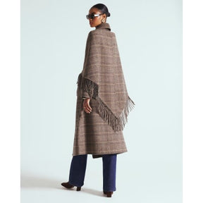 Brown Wool Blend Check Scarf And Trench Coat