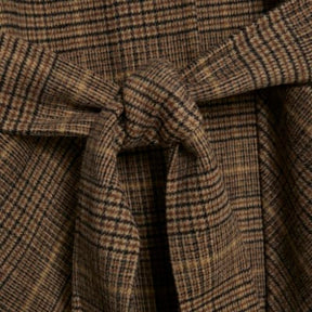 Brown Wool Blend Check Scarf And Trench Coat