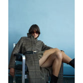 Brown Wool Blend Check Scarf And Trench Coat