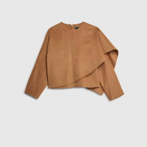 Brown Wool Blend Scarf Top