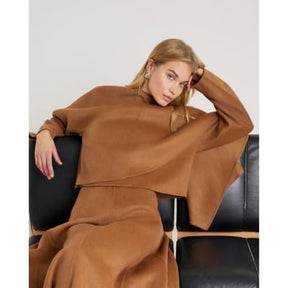 Brown Wool Blend Scarf Top