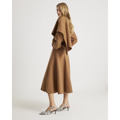 Brown Wool Blend Scarf Top